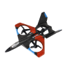 Avión de combate RC en un jardín, proporcionando una experiencia de vuelo única por la noche.