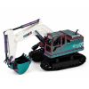 Excavadora RC con acabado metálico rojo y azul