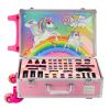 Maleta de unicornio rosa con cosméticos seguros para niñas.