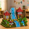 Niños jugando con bloques magnéticos en un entorno creativo.