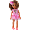 Muñeca con Vestido Rosa y Cabello Largo Marrón