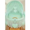Capazo de Mimbre Natural con Dosel Amelie + Ropa de Cama Menta – MY SWEET BABY vista frontal del edredon y vestiduras