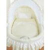 Cuna Moisés de Mimbre Bellamy Natural con Capota y Ropa de Cama Color Crema – Base con Ruedas vista desde arriba