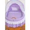 Cuna Moisés de Mimbre Bellamy Natural con Capota Ajustable y Ropa de Cama Lila – Base con Ruedas vista frontal