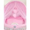 Capazo de Mimbre Blanco con Dosel Amelie + Ropa de Cama Rosa – MY SWEET BABY detalle del edredon