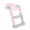 Asiento de inodoro con escalera ajustable Lea en rosa, seguro y cómodo para niños pequeños en el baño.