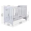 Cuna de Madera Lorenzo III 120x60 cm Blanca y Gris – Con Teething Rail, 3 Alturas y Barrotes Extraíbles medidas