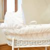 Moises para Bebé de Mimbre Blanco Broderie Anglaise, Clair de Lune