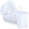 Moises para Bebé de Mimbre Blanco Broderie Anglaise, Clair de Lune