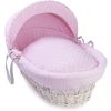 Moisés de Mimbre Blanco Dimple rosa  - Clair de Lune