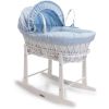 Moisés de Mimbre Blanco Waffle azul Clair de Lune