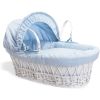 Moisés de Mimbre Blanco Waffle azul Clair de Lune