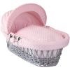 Moisés de Mimbre Gris Dimple vestiduras rosa Clair de Lune