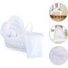 Moises para Bebé de Mimbre Blanco Broderie Anglaise, Clair de Lune