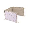 Protector de Cuna Reversible de Muselina 180x40 cm – 3 Paneles con Lazos – Dandelions Beige