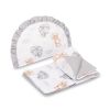Set para Carrito de Bebé Muselina y Algodón Teddy Gris – Manta y Almohada Reversible 0+