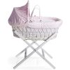 Moisés de Mimbre Blanco Dimple rosa  - Clair de Lune
