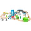 Tren de madera XL con puente colgante 