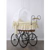 Cuna moisés retro de mimbre Christine natural con textil beige – vista frontal