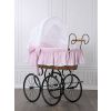 Cuna moisés retro de mimbre Christine natural con textil rosa – vista frontal