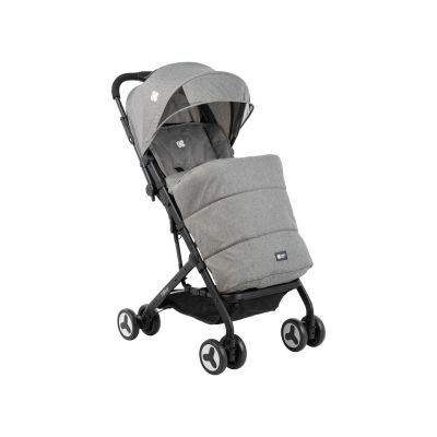 Silla de paseo plegable de color gris con capota