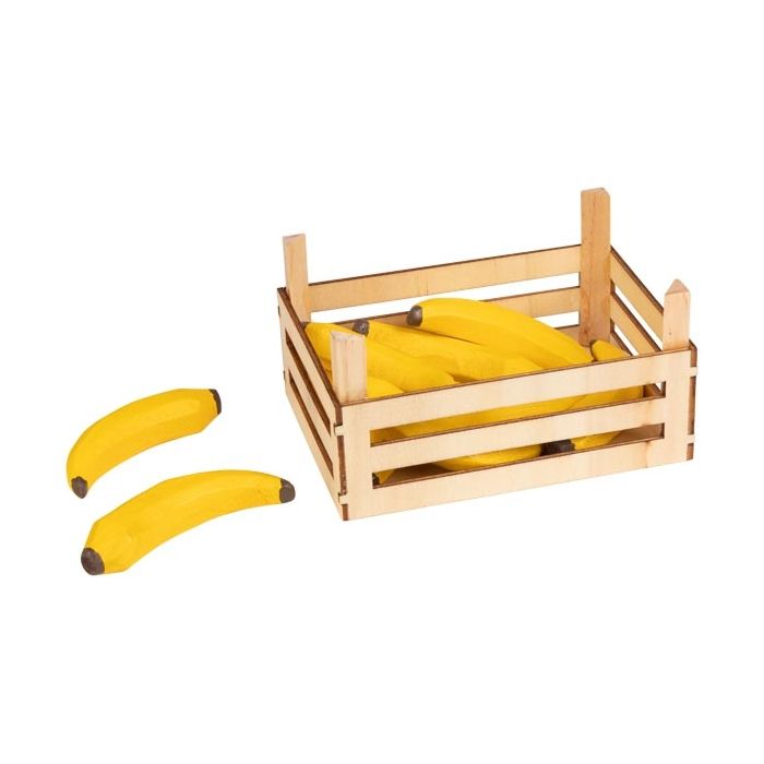 Caja de madera con plátanos, de Goki
