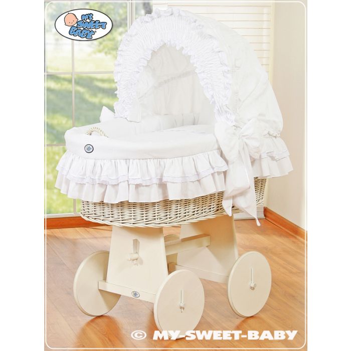 Cuna Moisés de Mimbre con Capota – Modelo Little Angel en Blanco - imagen 2