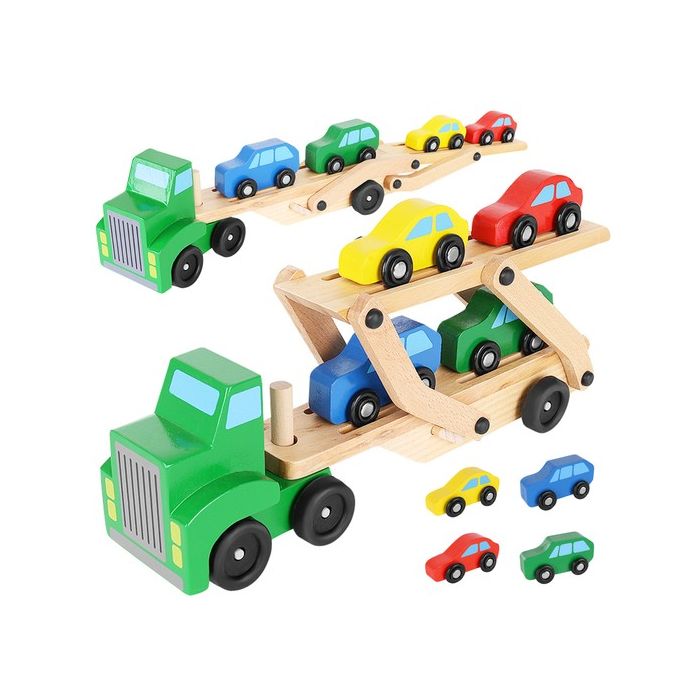 Camión de madera - grúa + juego de coches - imagen 2