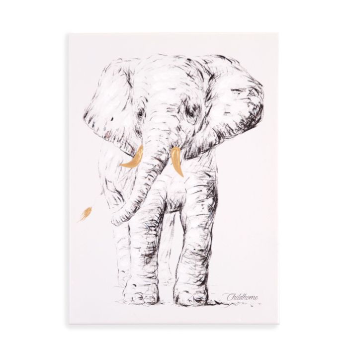 Cuadro de pintura al óleo Elefante 30 x 40 cm , Childhome
