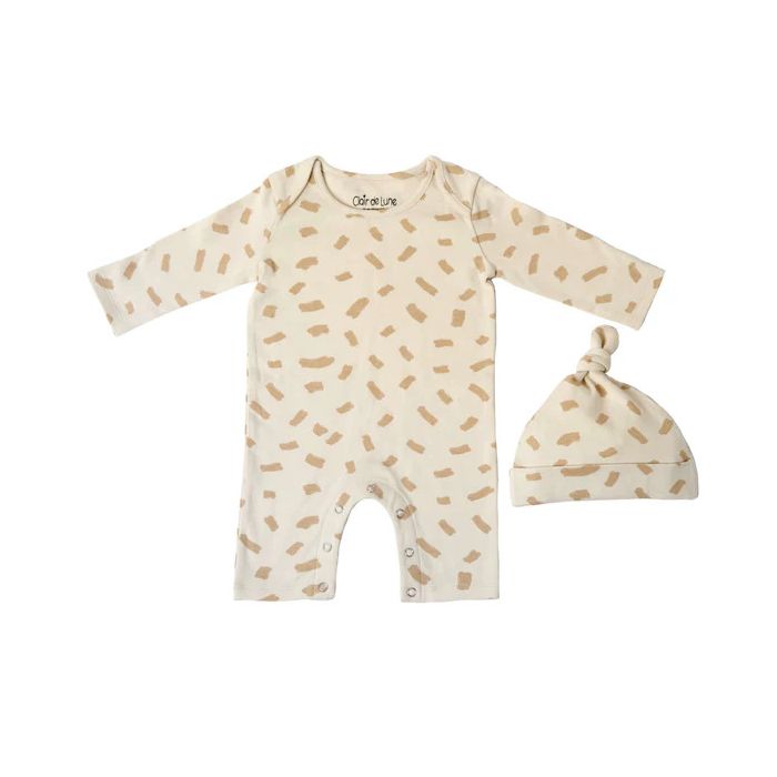 Set Bebé Orgánico Recién Nacido con Gorro – Algodón GOTS Suave 0-3 Meses | Clair de Lune