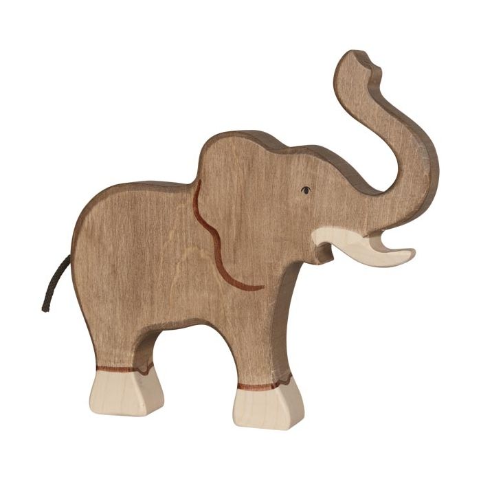 Figura de madera Elefante con la trompa Levantada Holztiger - imagen 2