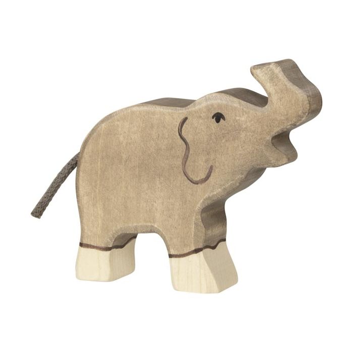 Figura de madera Elefante pequeño con la Trompa levantada Holztiger - imagen 2