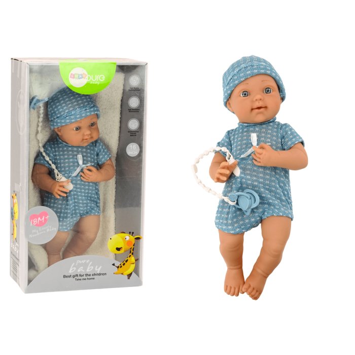 Muñeca Bebé con Ropa Azul, Gorro, Chupete y Manta – 39 cm - imagen 2