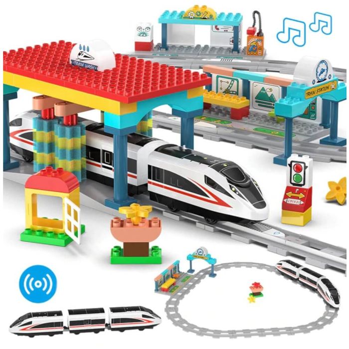 Estación de Tren de Bloques de Construcción CaDA – 108 Piezas – Para Niños +3 Años
