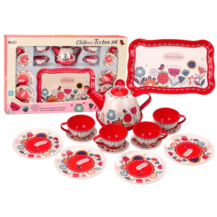 Set de Café y Té para Niños con Tazas, Tetera y Bandeja Roja - imagen 2
