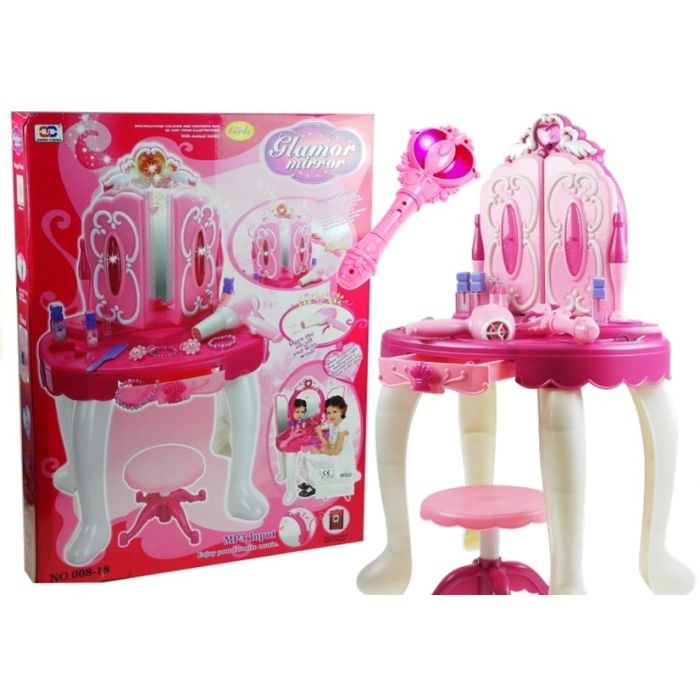 Tocador Infantil con Luces, Sonidos y Taburete - Entrada MP3 y Varita Mágica - imagen 2