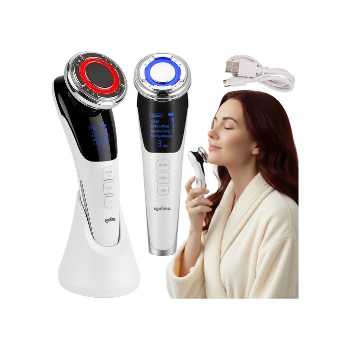 Masajeador Facial SOULIMA 5 en 1 – Mesoterapia sin Agujas, EMS Lifting, Luz LED, Frío y Calor
