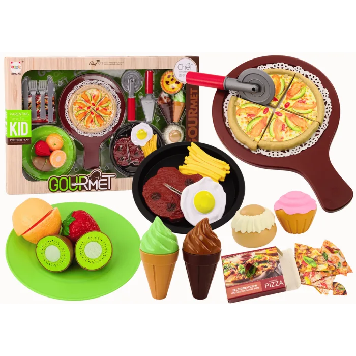 Set Infantil de Comida Rápida y Postres | Pizza, Helados y Accesorios (26 piezas)