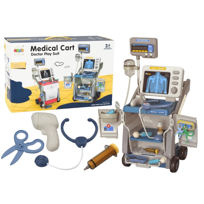 Set de Pequeño Doctor con Estetoscopio y Estación Móvil – Azul - imagen 2