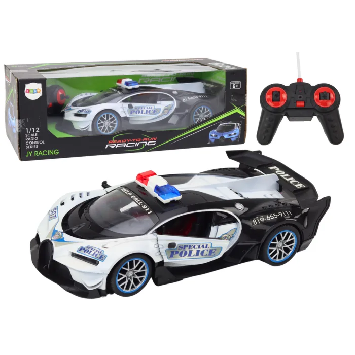 Coche de policía teledirigido Lean toys 1:12 con luces y mando