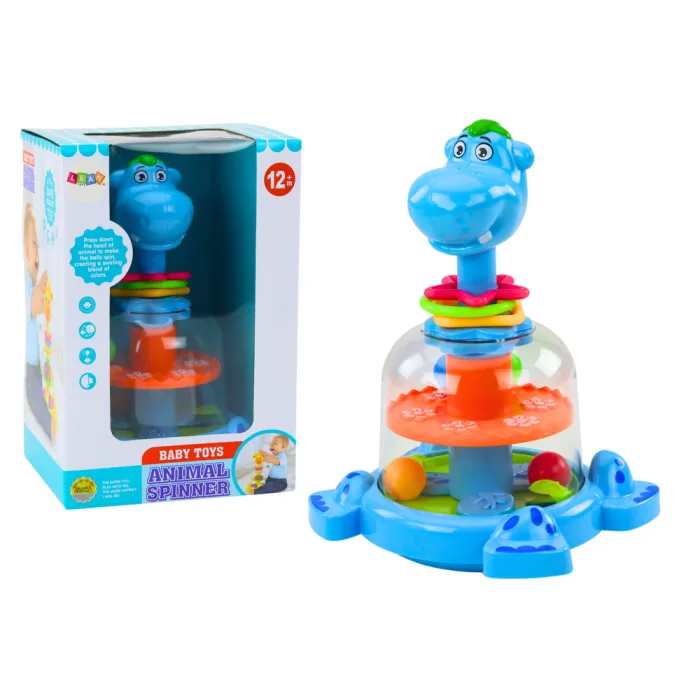 Trompo Hipopótamo Azul con Bolas para Bebés