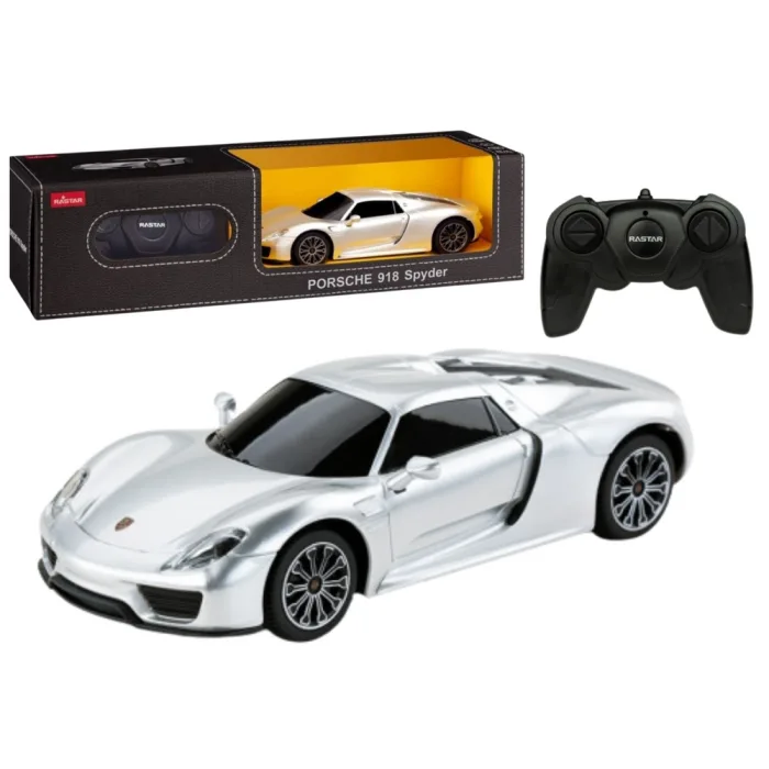 Coche Deportivo RC 1:24 Control Remoto Porsche 918 Spyder Plata