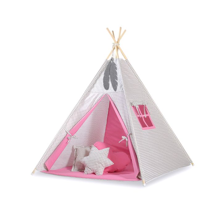 Tienda My Sweet Baby Tipi para Niños con Alfombra y Plumas Decorativas