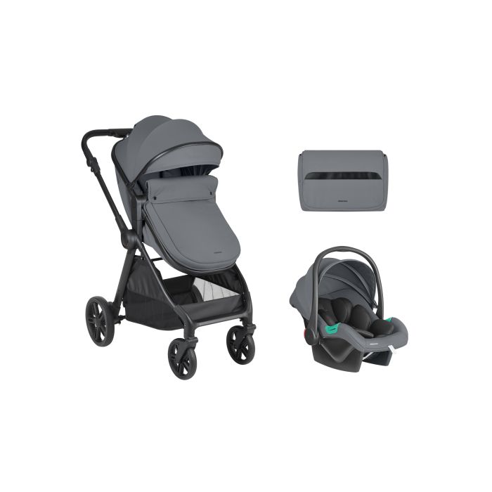 Cochecito 3 en 1 Kikkaboo Eloe Gris Oscuro transformable