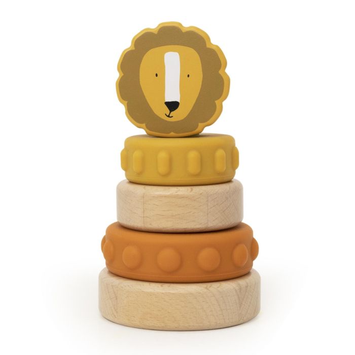 Torre apilable de madera y silicona Trixie - Mr. Lion en colorido diseño