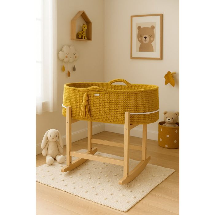 Set de Moisés Crochet con Patas Mecedora – Amarillo Mostaza