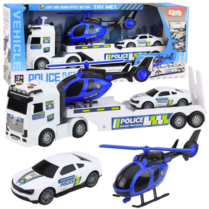 Set de Camiones de Policía con Helicóptero y Sonido