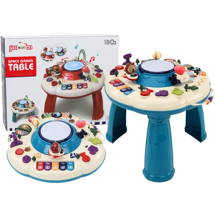 Mesa Educativa Interactiva Infantil con Piano y Tambor Azul