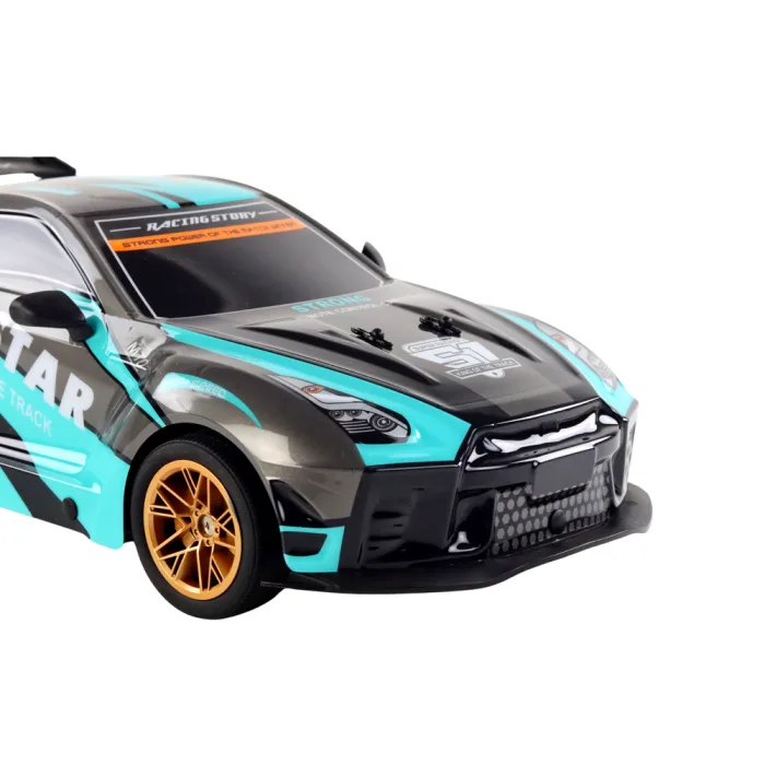 Coche Deportivo Teledirigido Grande 1:10 Turquesa y Negro