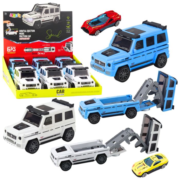 Coche Off-Road Metal con Luz y Sonido Blanco y Azul
